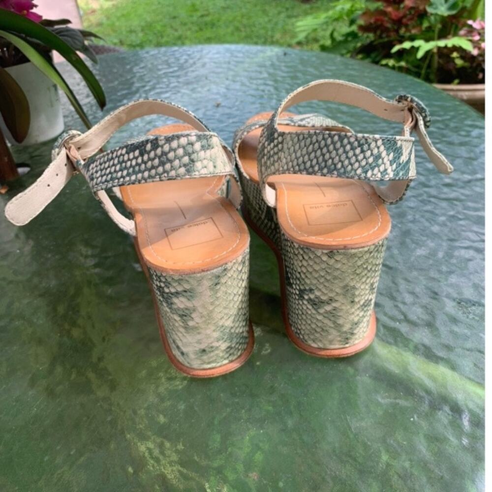 Dolce Vita Datiah Snake Platform Gray Green Platform Wedge Sandals Size 9.5 - Picture 8 of 9